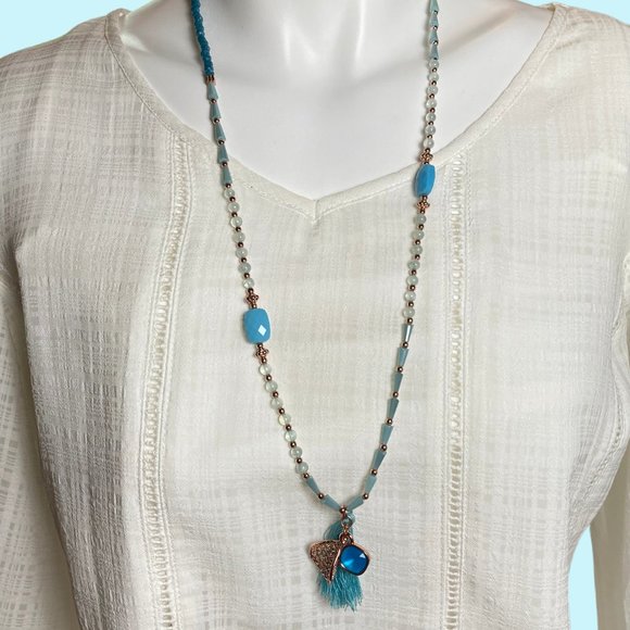 Stretch Tassel Beaded Necklace/Bracelet - Green - Picture 5 of 8